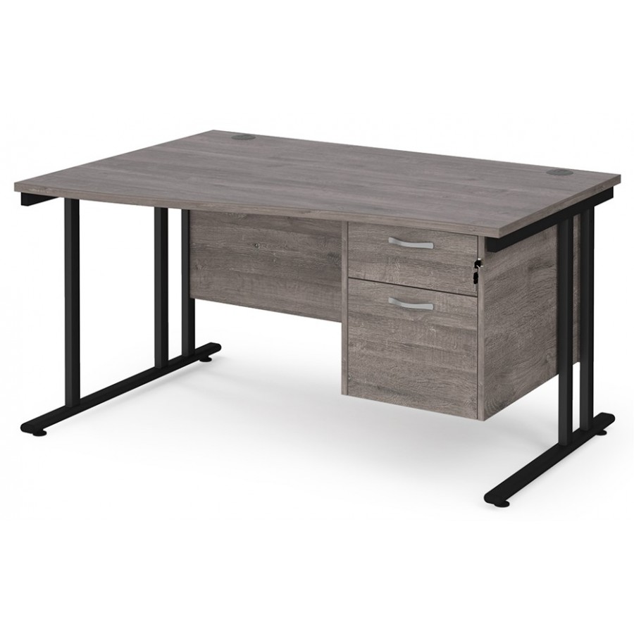 Maestro Cantilever Leg Wave Desk with Two Drawer Pedestal